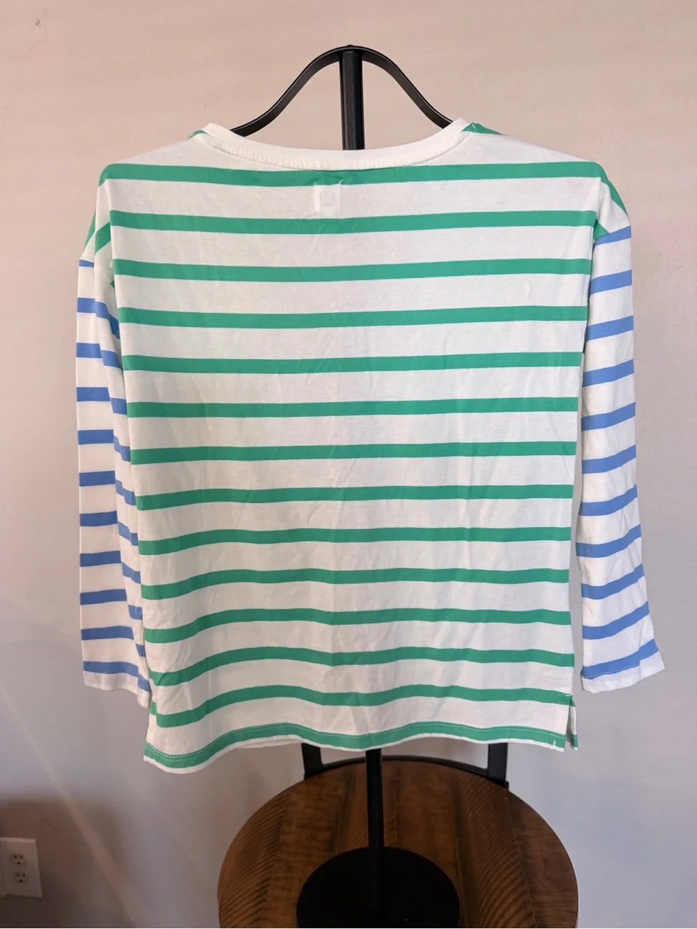 GAP Green Striped Cherry Sequin Long-Sleeve Top